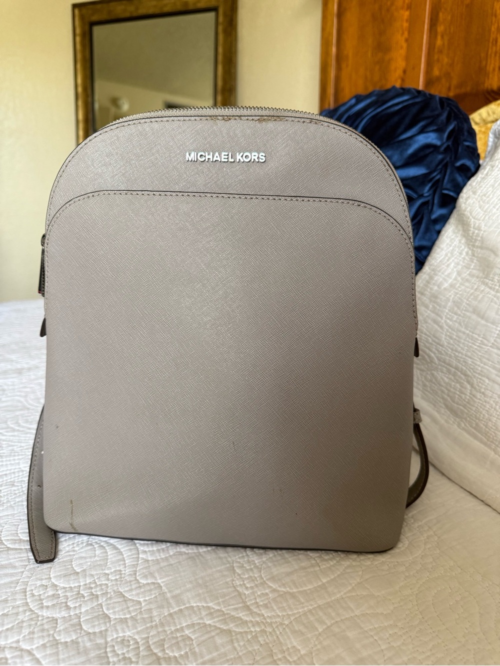 Michael Kors Saffiano Leather Mini Backpack in Taupe Gray - Picture 1 of 5